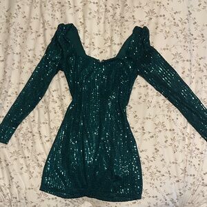 Lulu's Teal Sequin Dress